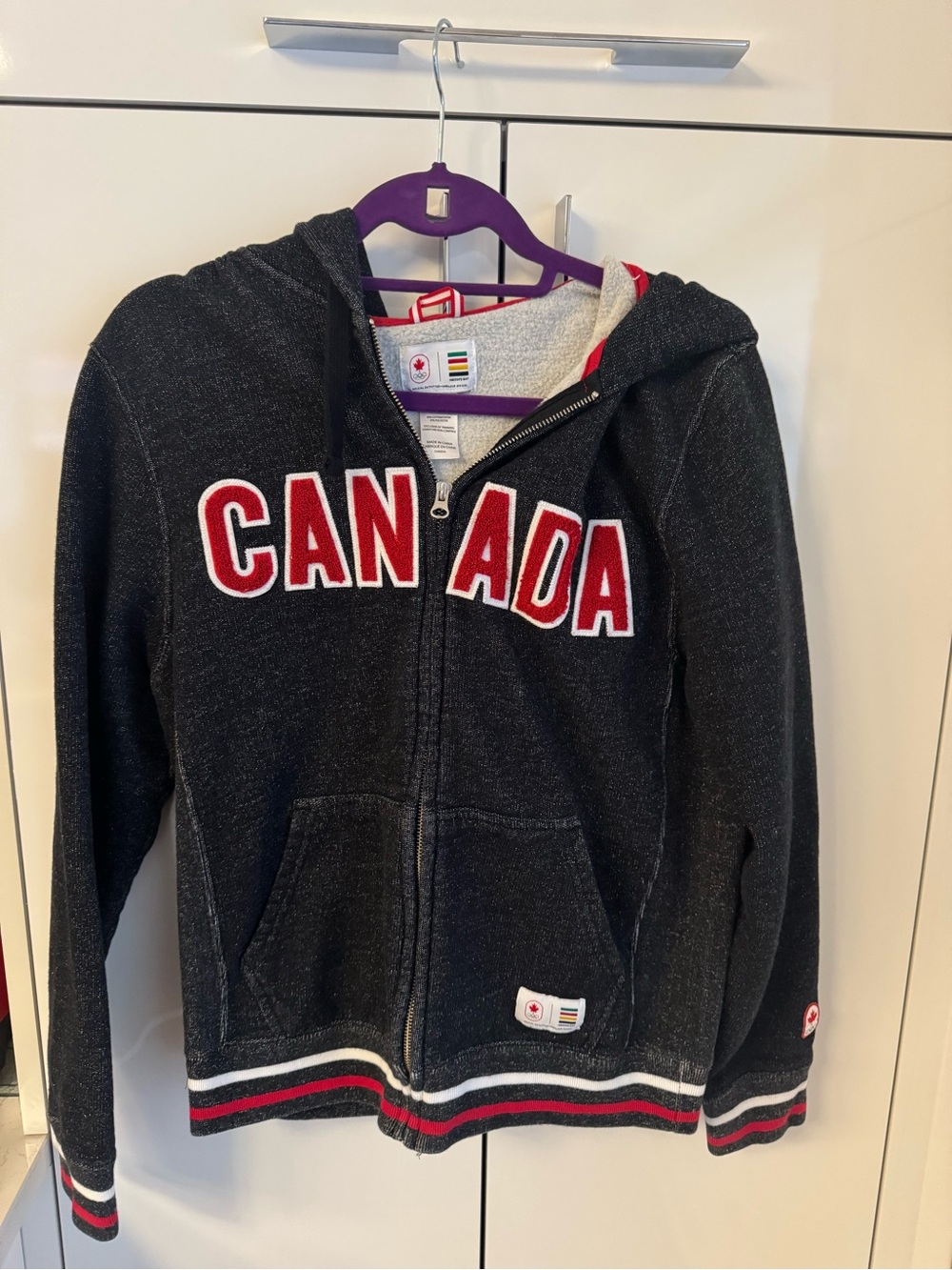 Women’s Black CANADA Zip Hoodie with Red Lettering
